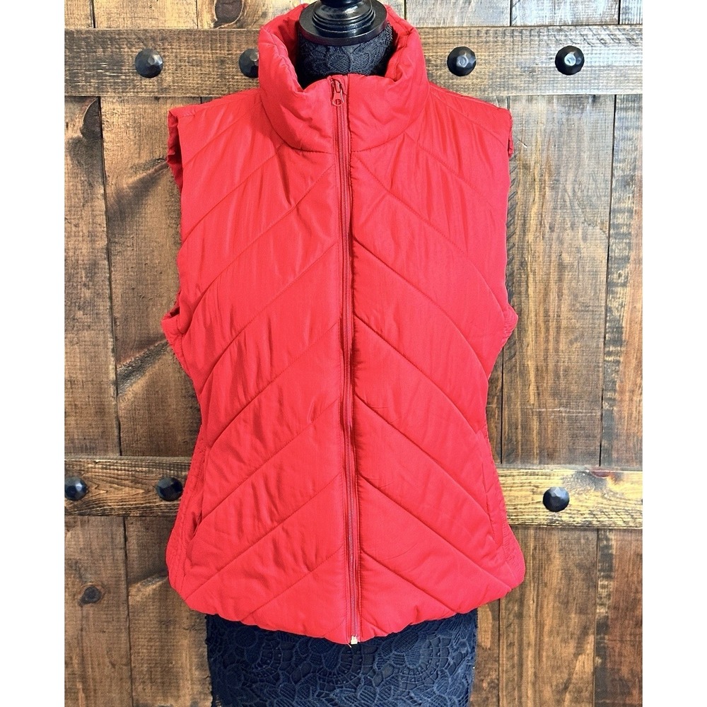 2010 New York & Company Women's Red Quilted Puffer Vest Jacket Size XL-CN100043